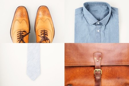 Mens fashionan set   shoes  shirt  briefcase and neck tie