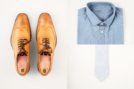 Mens fashionan set   shoes  shirt and neck tie