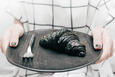 Black charcoal croissant