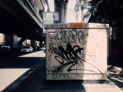 Artistic graffiti or street art
