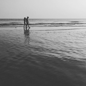 Couple lover walking on beach