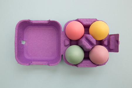 Colorful Easter eggs in box