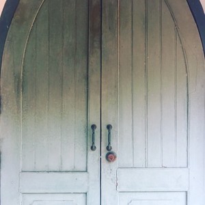 White wooden church door