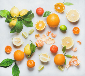 Variety of citrus fruit for making healthy smoothie or juice