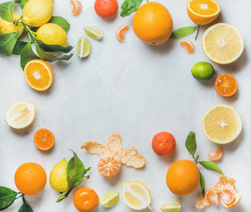 Variety of fresh citrus fruit  healthy eating concept