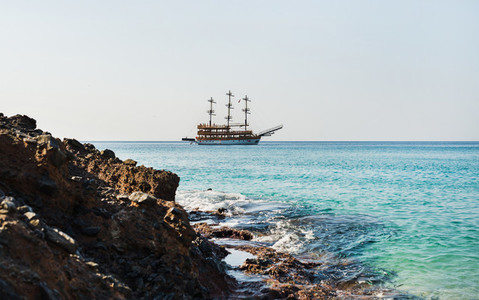 Clear water of Mediterranean sea at Cleopatra beach  Alanya  Turkey