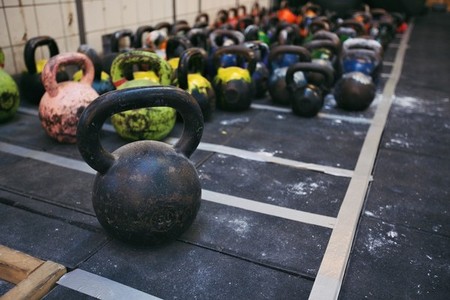 Kettlebell weights at a fitness club