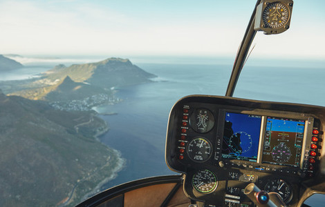 Aerial view of Cape town from a helicopter cockpit