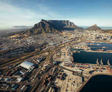 Aerial view of cape town harbor