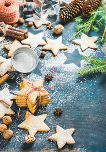 Christmas star shaped cookies with cinnamon  anise and nuts