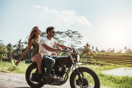 Young couple on motorbike