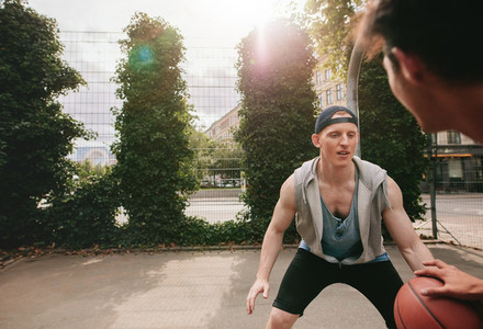 Two streetball players on the basketball court