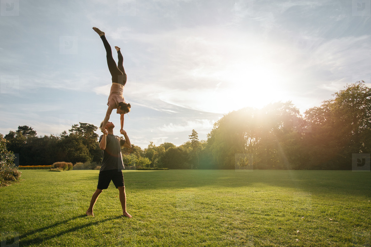 Acroyoga workout in park
