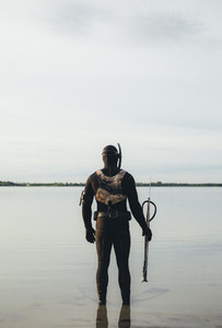 Diver ready for underwater fishing