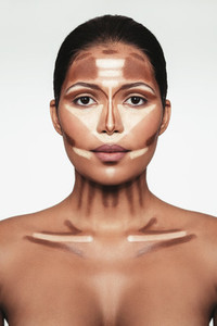 Professional contouring face makeup technique