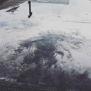Puddle of water in rain