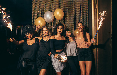 Girls celebrating new years eve at the nightclub