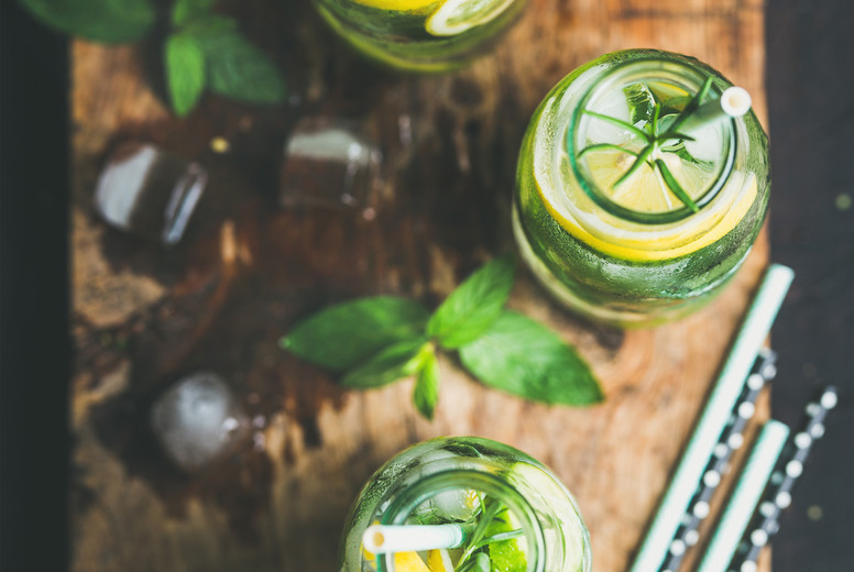 Citrus and herbs infused sassi water for detox, healthy eating