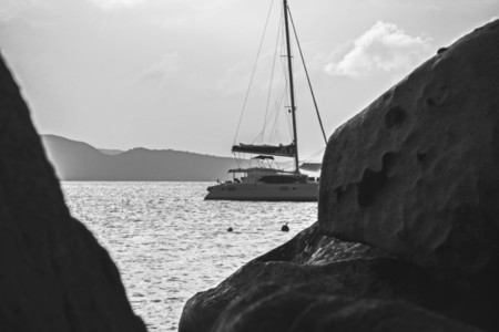 Sailboat and rocks