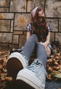 Urban teen enjoying the autumn