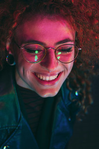 Young woman portrait with lights