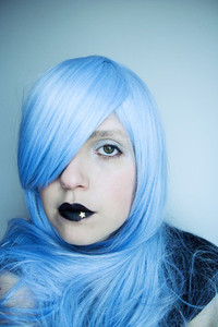 Woman with blue hair