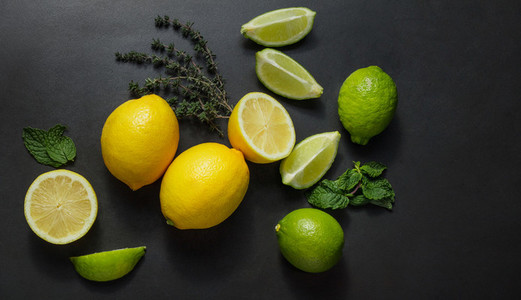 Limes  lemons and mint