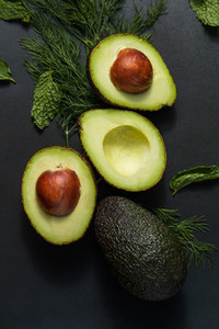 Avocados with dill leaves and mint