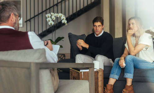 Conflicted couple getting relationship counseling
