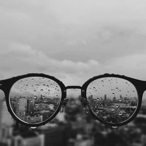 Glasses with raindrops
