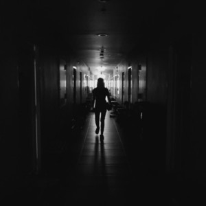 Silhouette of a women walking