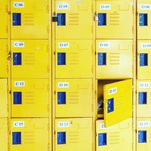 Yellow metal lockers