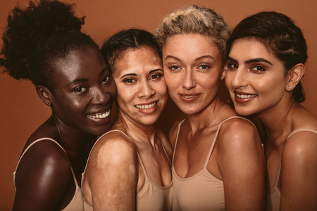 Beautiful woman with different skin types