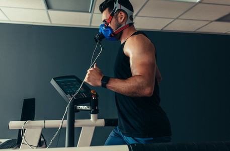 Athlete on treadmill at sports science lab