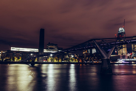 Long exposure shot at night on River Thames with Millennium Brid