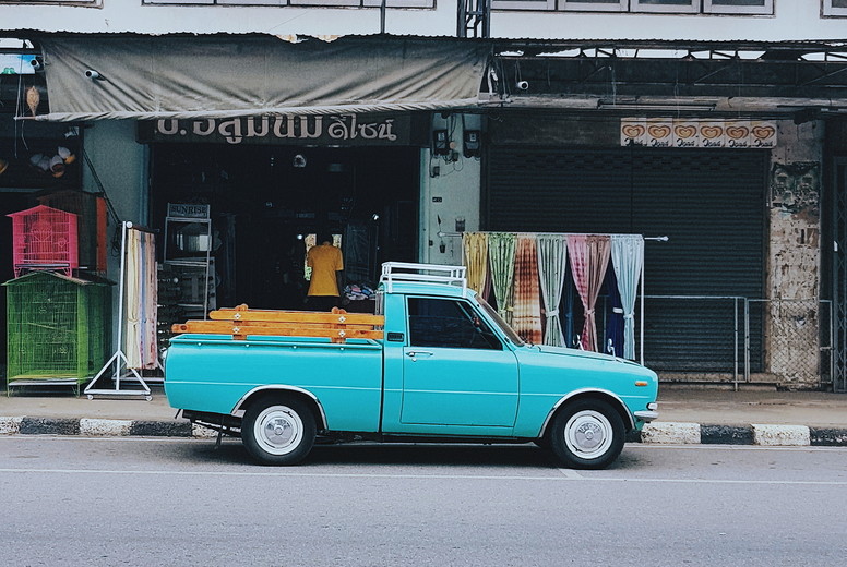Classic blue pickup car