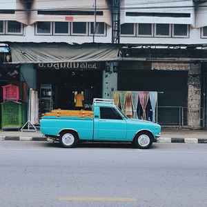 Classic blue pickup car