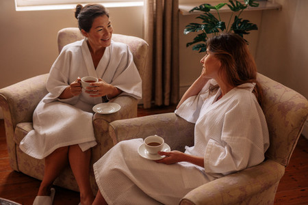 Two women waiting for their spa treatment