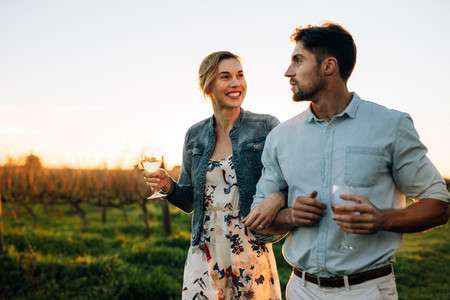 Couple spending time together at vineyard