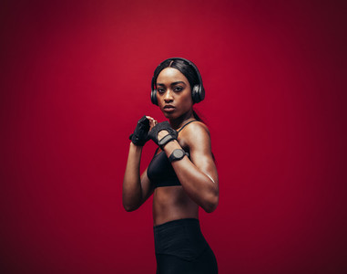 Female boxer ready for fight
