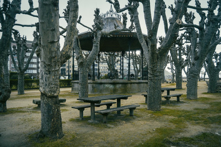 Park with picnic in Baiona Galicia Spain