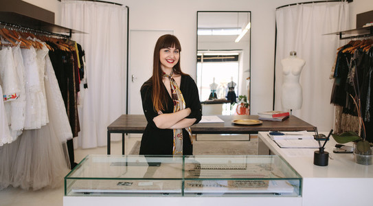 Woman entrepreneur in her fashion boutique