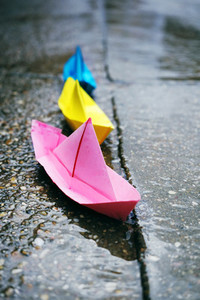 Color paper boats