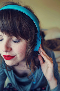 Young woman enjoying music