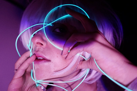 Portrait with neon lights