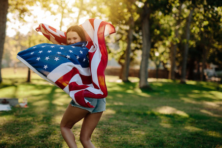 American girl enjoying freedom