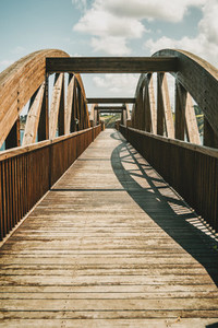 perspective of a wooden bridge in ribadeo  spain