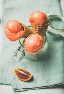 Refreshing summer blood orange ice cream or sorbet