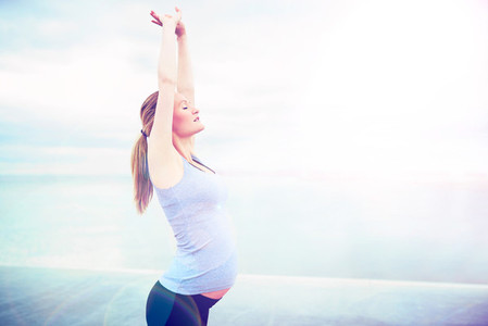 pregnant woman doing breathing exercises