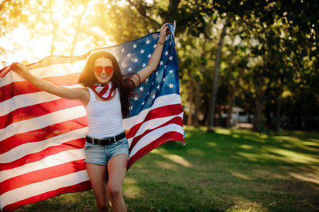 American girl enjoying independence day